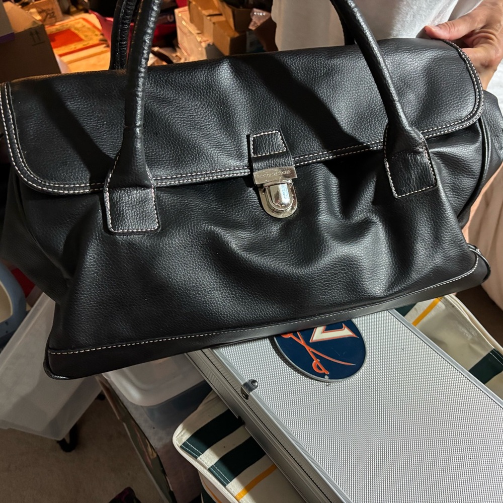 Black Leather Weekend Bag by Victoria’s Secret